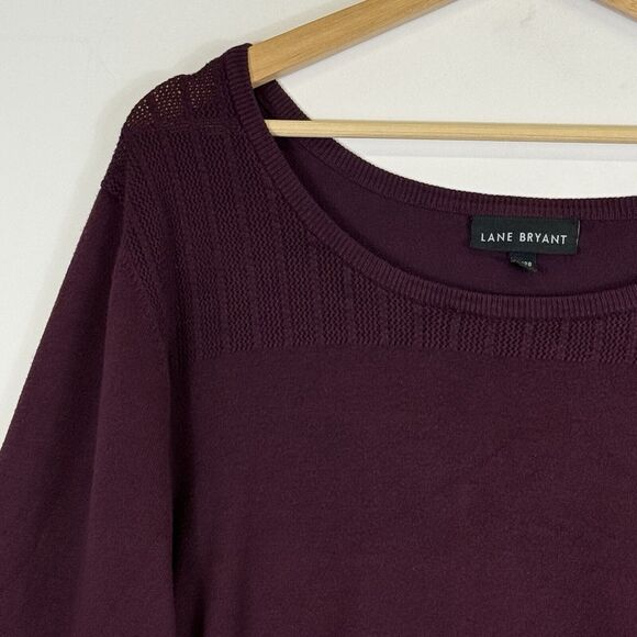 Lane Bryant Burgundy Purple Long‎ Sleeve Side Ruched Knit Sweater Women's 26 28 - Picture 2 of 6